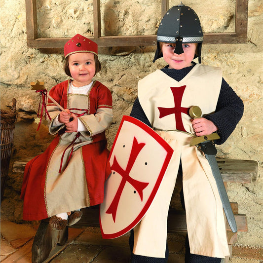 Schild groß Kreuzritter weiß/rot gebogen 36 x 50 cm