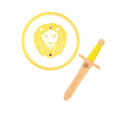 Mini-Set Leopold Schild Ø 25cm u. Dolch 32cm gelb Spielzeugmanufaktur Vah