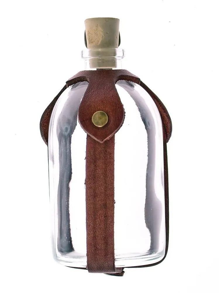 Trankflasche mit Leder-Halterung Braun o. Schwarz - 100 ml