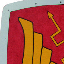 Scutum Alexius Stabiles, gebogenes Holz-Römer-Schild für den Legionär, Farbe: rot-Gold-grau