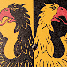 Schild Doppeladler schwarz/gelb aus Holz 27x37cm