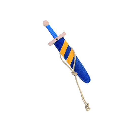 Stabiles Lancelot Schwert-Set blau, 48cm Länge mit Schwert aus Buche-Echtholz und Schwert-Scheide aus Filz