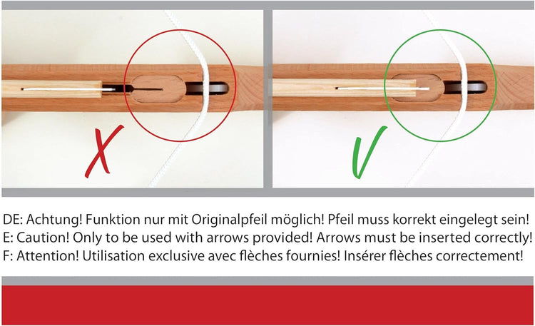 VAH - Stabile Kinder-Armbrust aus Buchen-Holz inkl. 3 Sicherheitspfeilen 26x31cm