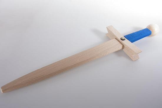 Stabiles Lancelot Schwert-Set blau, 48cm Länge mit Schwert aus Buche-Echtholz und Schwert-Scheide aus Filz