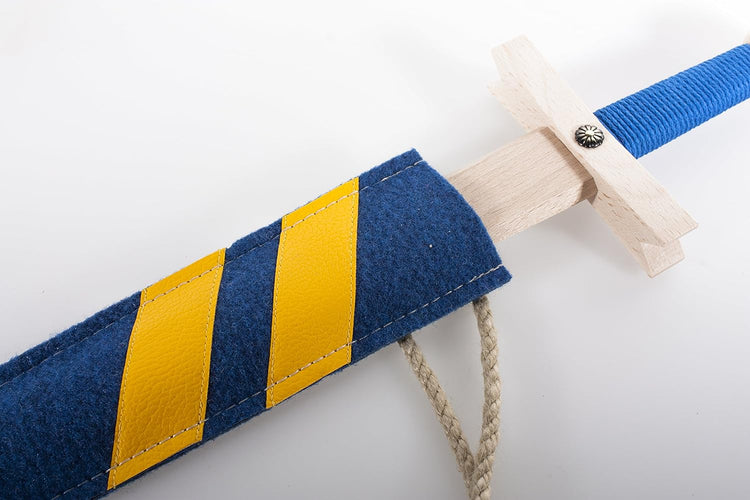 Stabiles Lancelot Schwert-Set blau, 48cm Länge mit Schwert aus Buche-Echtholz und Schwert-Scheide aus Filz