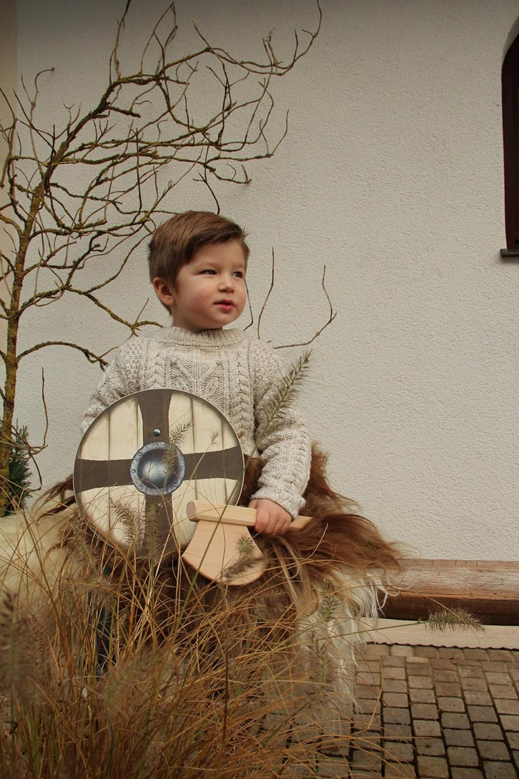 VAH - Ragnar Schild/Axt aus Holz, ideal für kleine Wikinger, Rollenspiel und Verkleidung