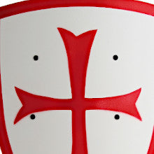 Schild groß Kreuzritter weiß/rot gebogen 36 x 50 cm