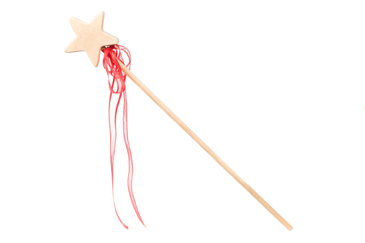 Feenstab Stern aus Holz mit einer Schleife Sternenstab Zauberstab