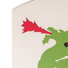 Stabiles, gebogenes Ritter Schild mit Drachen Motiv aus Pappelholz - kleines Modell: 27/37cm - Farbe: weiß [Unbedenkliche Farben | 1 genieteter Halteriemen aus Kunstleder