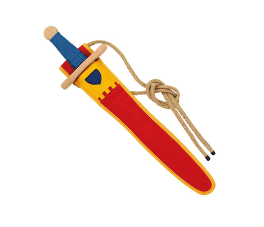 Schwertset Landsknecht rot/gelb aus Buchenholz 48cm Spielzeugmanufaktur
