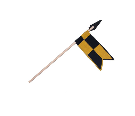 Ritterlanze mit Wimpel, Normannen-Lanze /Fahne schwarz-gelb