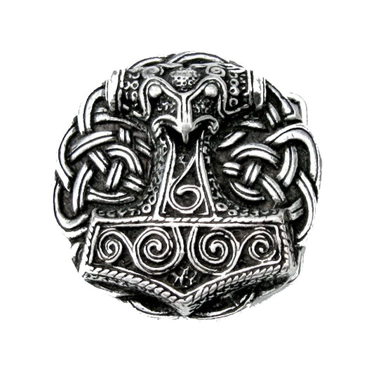Gürtelschnalle Für Gürtel - Thorshammer aus Schonen - Wikinger - Thor - Odin - Hammer Buckle mit Knoten (Farbe: Messing oder Farbe: Silber)