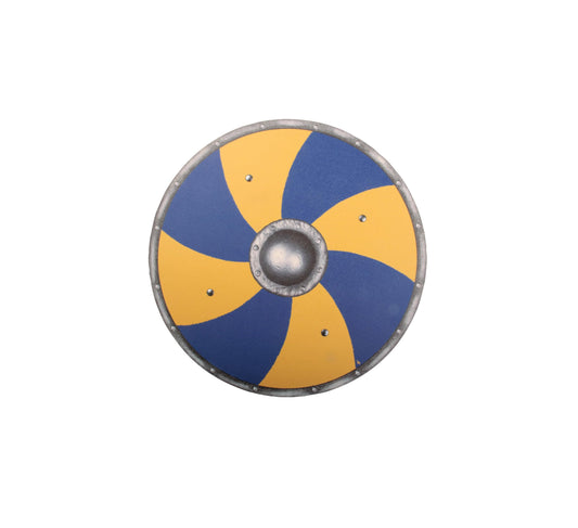 V A H - Wikinger-Schild Grimwald , rund [echtes Handwerk | Made in Germany] (Blau, Gelb)