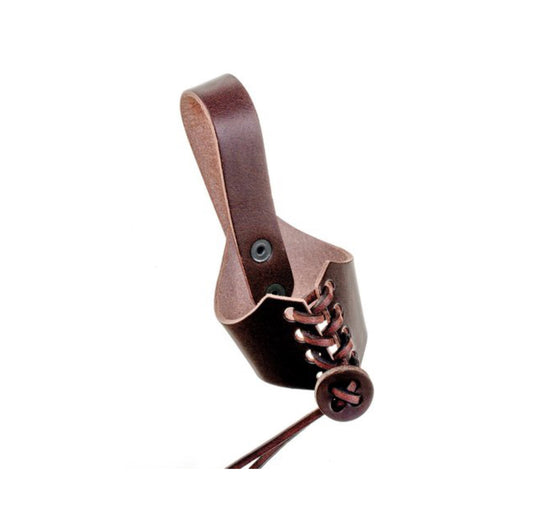Trinkhornhalter Gürtelhalter aus festem Rindsleder für Trinkhorn ab 0,05-1,0L Braun