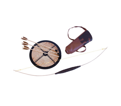 Kinderbogenset aus Holz 120 cm oder 100cm mit Köcher, 3 Pfeile mit Saugnapf und Zielscheibe nach Wahl