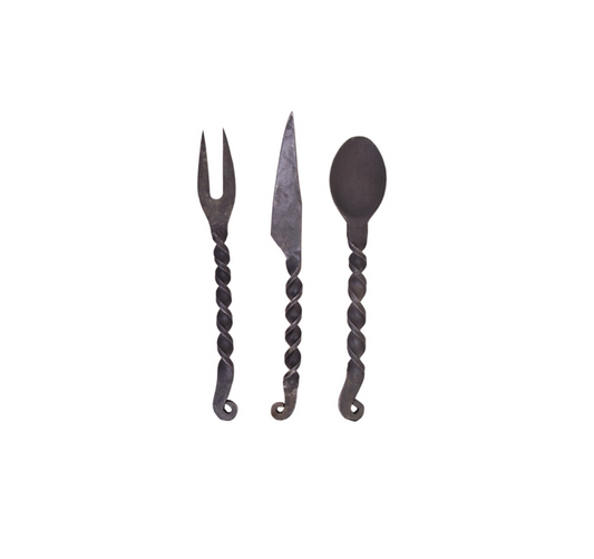 Essbesteck- 3-teilig Messer, Gabel, Löffel mit Tasche