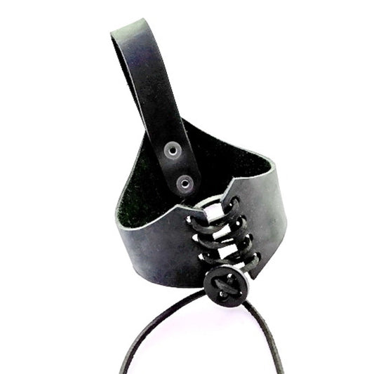 Trinkhornhalter Gürtelhalter aus festem Rindsleder für Trinkhorn ab 0,05-1,0L Schwarz